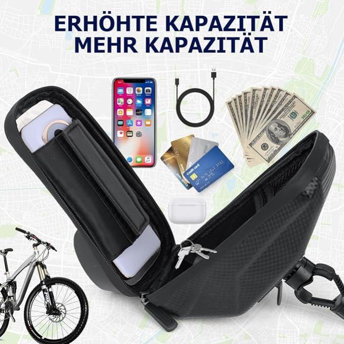 Unisex EVA Hartschalen-Fahrradlenkertasche mit Touchscreen, Wasserabweisendes Handyfach für Mountainbiking