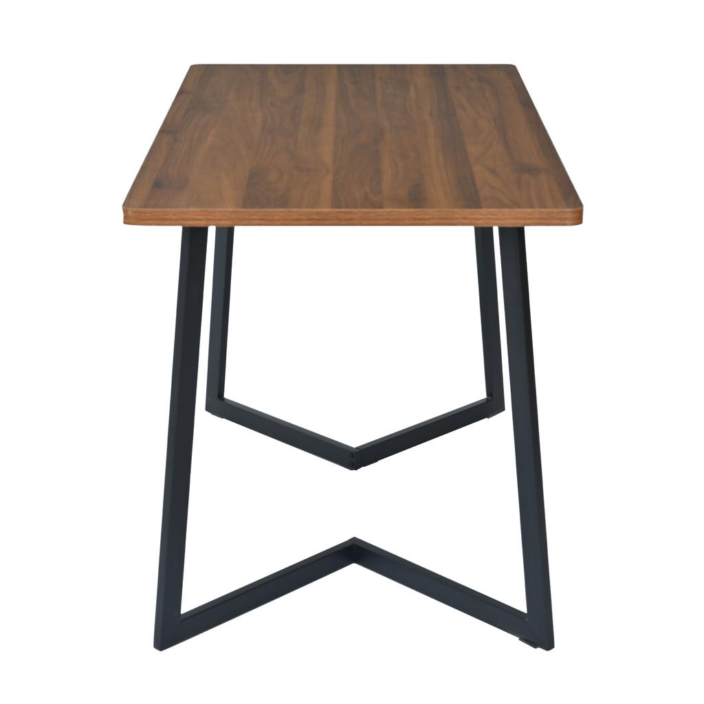 117X68cm dining table, (1-pc), frame made of metal, wood grain kitchen table with metal legs for dining room living room, black/walnut color
