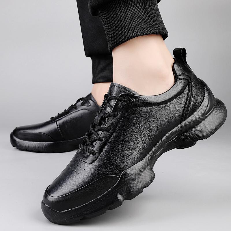 Fashion Non-Slip Flats Breathable Casual Shoes Lightweight Walking Shoes Men's Genuine Leather Sneakers Fashion Athletic Running Shoes