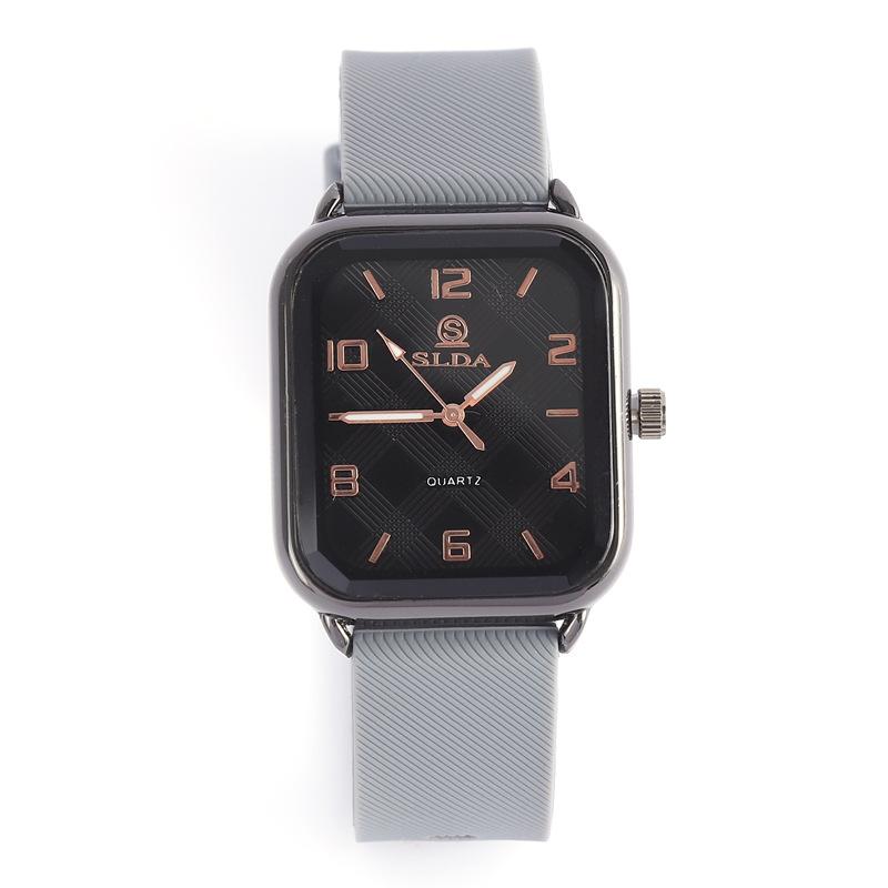 Rectangle Personality Digital Men'S Watch Student Fashion Casual Silicone Strap Quartz Watch Men