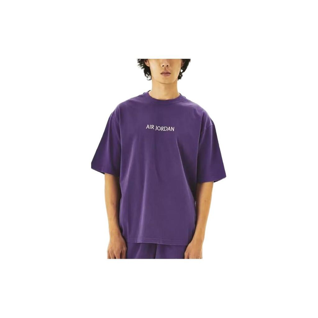 Jordan X Wordmark Embroidered Logo Crew Neck T-Shirt Unisex Tops Purple DV6466-514
