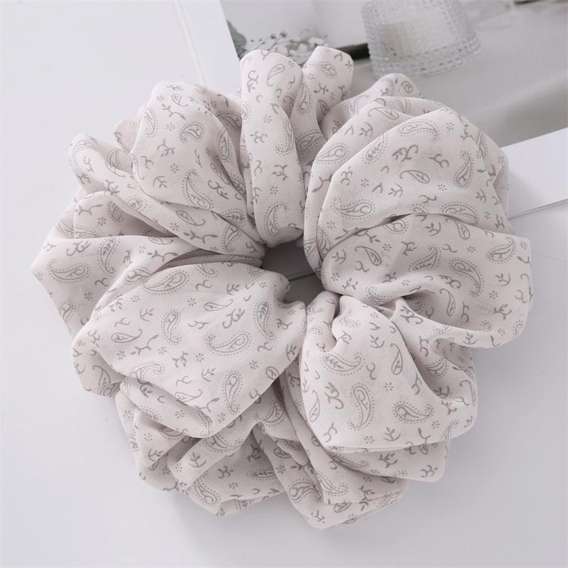 Large Hair Band Elastic Chiffon Scrunchies Floral Print Malaysian Bunch Hair Tie Oversized Volumizing Malaysian Rubber Band