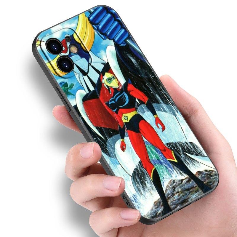 UFO Roboter Grendizer Telefon Fall Für Apple iPhone 14 13 12 Mini 11 Pro Max 7 8 XR X XS 7 8 Plus SE 2020 2022 Schwarze Abdeckung