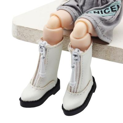 1 Pair High-top Obitsu 11 Doll Leather Boots Mini Metal Zipper 112 Doll Leather Shoes Casual High-heeled 112 Doll Boots