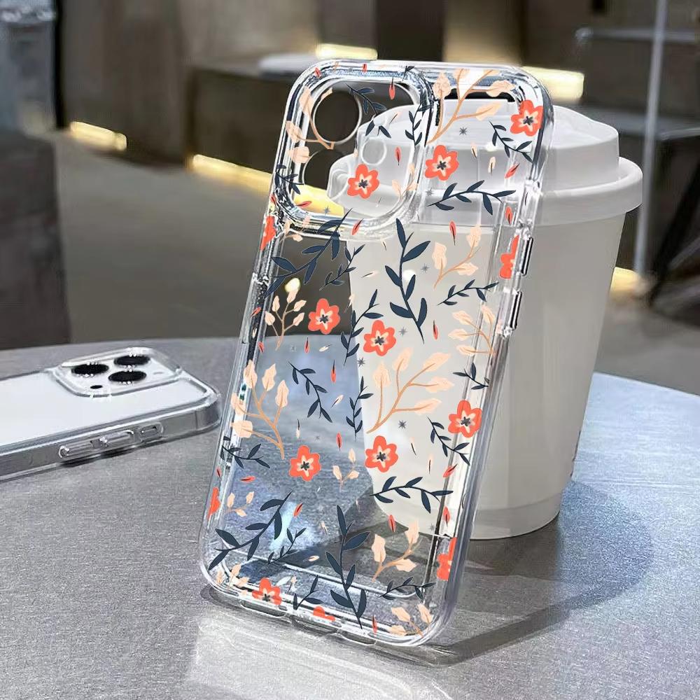 Phone Case For Xiaomi Mi 17 Pro 15 14 13 12 11 Lite 5G Mi 15 T Pro 14T 13T 12T Pink Peach Blossom Pattern Clear Bumper Cover