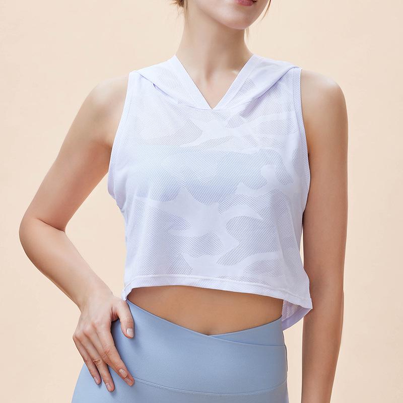 

Women s Camouflage Hooded Yoga Tank - Breathable, Sleeveless Sports Vest for Outdoor Running and Fitness. Small білий