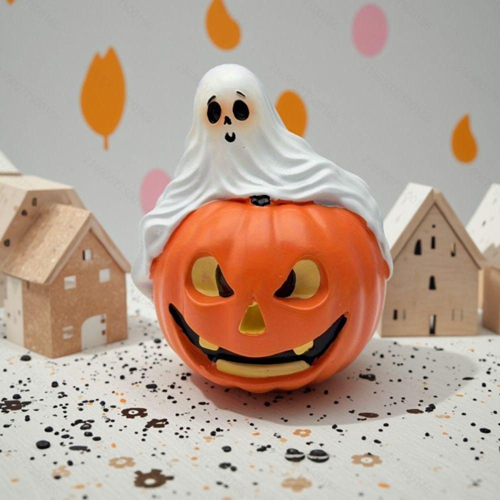 Spooky Pumpkin Halloween Ghost Statue Creative Holding Pumpkin Ghost  Holiday Party Ornament