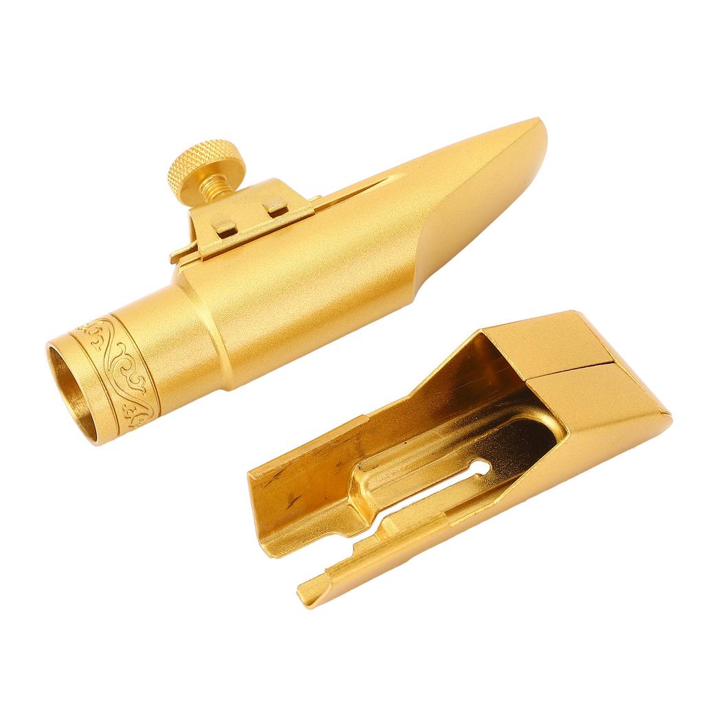 Alto Saxophone Mouthpiece with Cap Ligature Brass Metal Eb 5C Replacement for Professionals Beginner Frosted Slide Cover