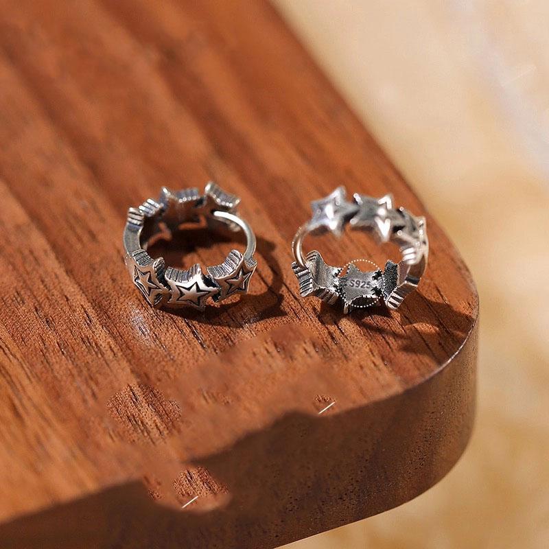 Xiaomi 925 Sterling Silver Vintage Earrings For Women Trendy Simple Vintage Star Earring Jewelry Prevent Allergy Party Accessories Gift