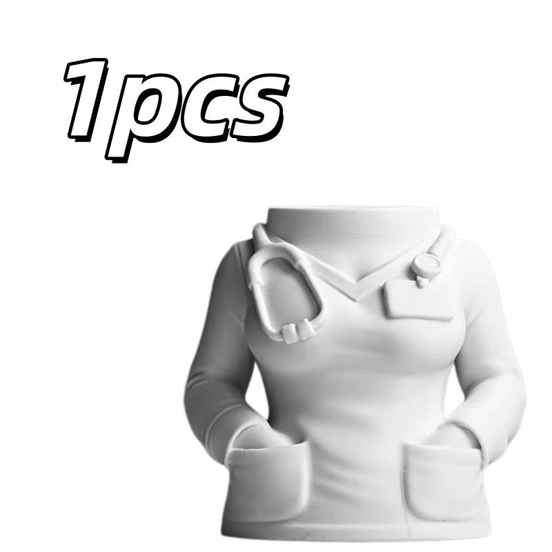 

1pcs Nurse Shaped Pen Holder – White Coat Design, PLA Desktop Decoration, Medical Student & Worker Gift