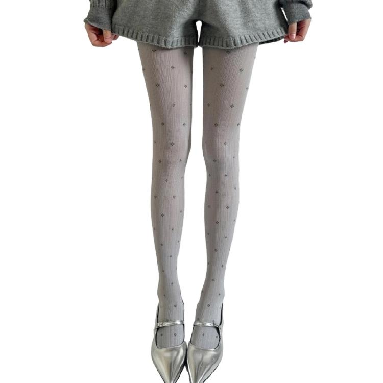 Women's Ribbed Cotton Tights with Flower Pattern High Elasticity Warmth Semi Opaque Pantyhose Slimming Leggings Hosiery
