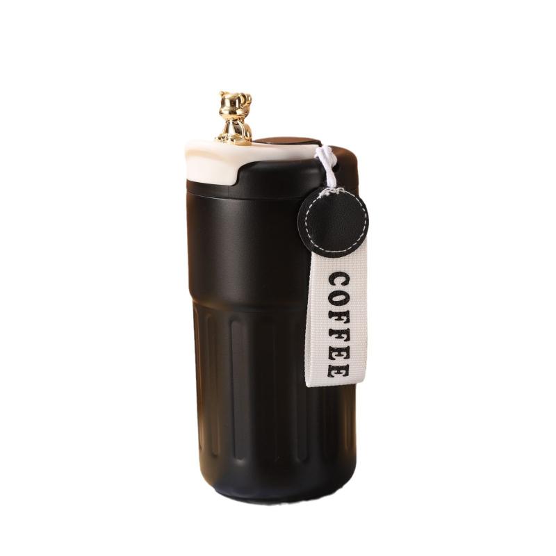 Intelligent Temperature-Indicating Stainless Stee lVacuum cup Insulated Beverage Cup with Carry Strap