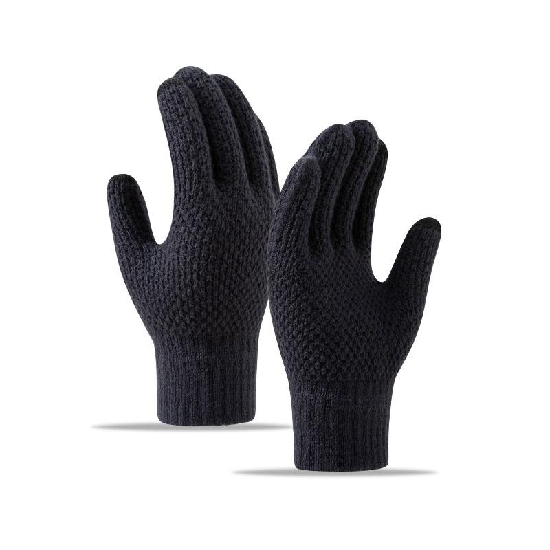 Touch Screen Gloves Winter Warm Knitted Velvet Thickened Windproof Cycling Men and Women Cold-proof Wool Simple Gloves
