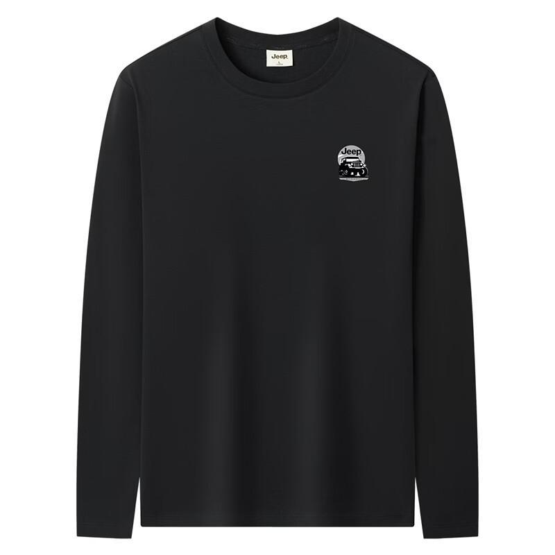 JEEP Men's Silk-Blend Long Sleeve Crew Neck T-Shirt