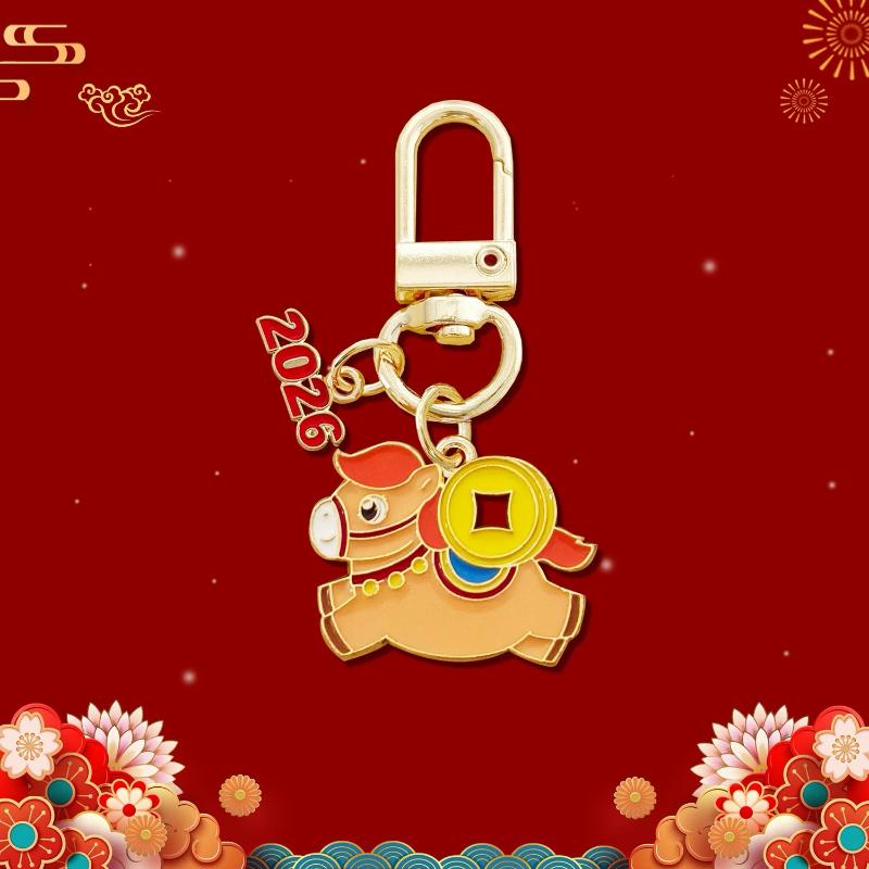 2026 Jahr des Pferdes Schlüsselanhänger Cartoon Maskottchen Pony Glücksbringer Rucksack Hängedekoration Neujahrsparty Geschenke