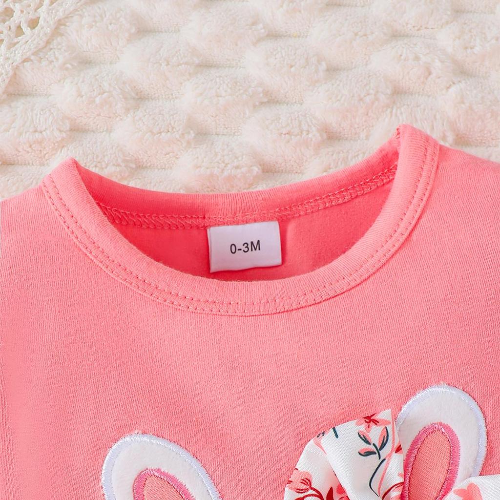3PCS Baby Girl Clothes Outfits Long Sleeve Lovely Rabbit Bodysuit+Flower Pants+Headband Autumn Casual Wear for Infant 0-18 Months