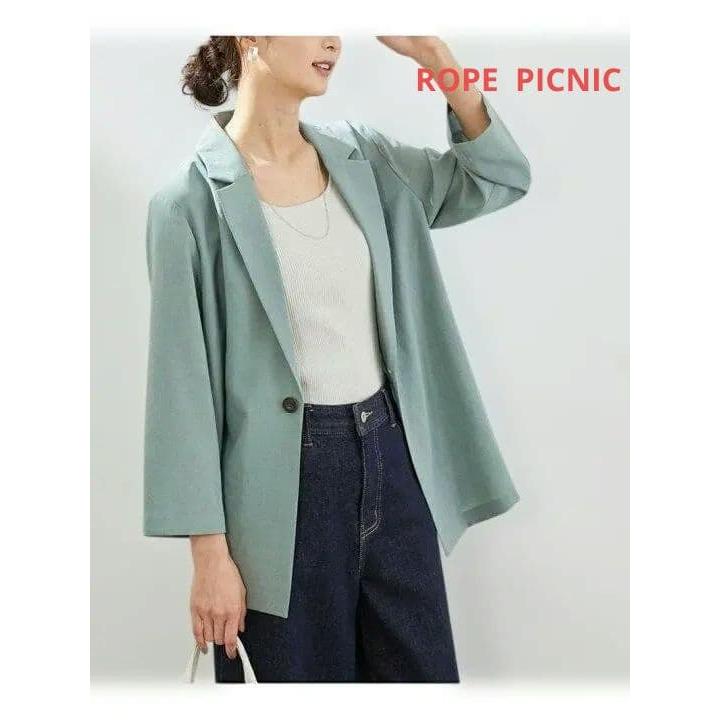 Beautiful item Rope Picnic Linen Sheer Tailored Jacket Mint Green Spring/Summer