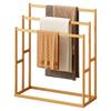 Wood Vertical Towel Rack with 3 Hanging Crossbars 3 Tier Standing Towel Rack Floor Towel Rack for Bathroom Dorm Bedroom Pool