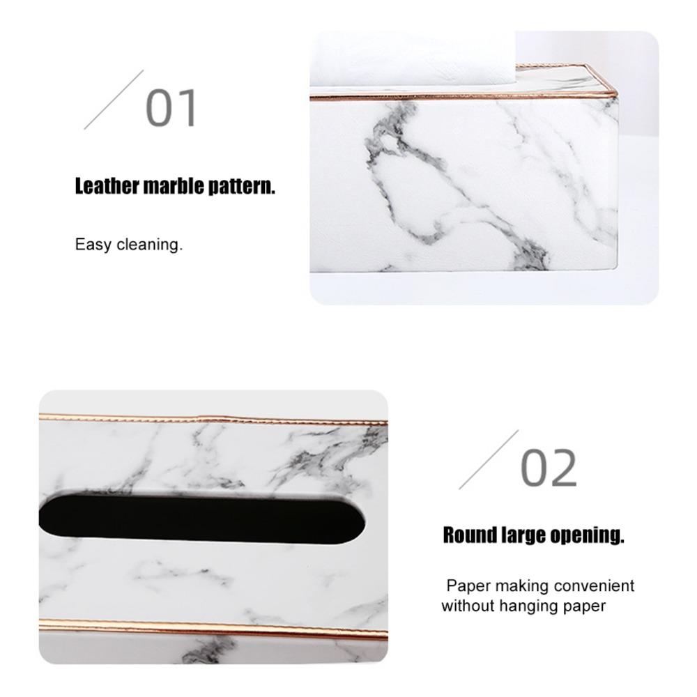 25*13.5*9.5cm Weiße Marmorstruktur Leder Taschentuchbox Schlafzimmer Schminktisch Anordnung