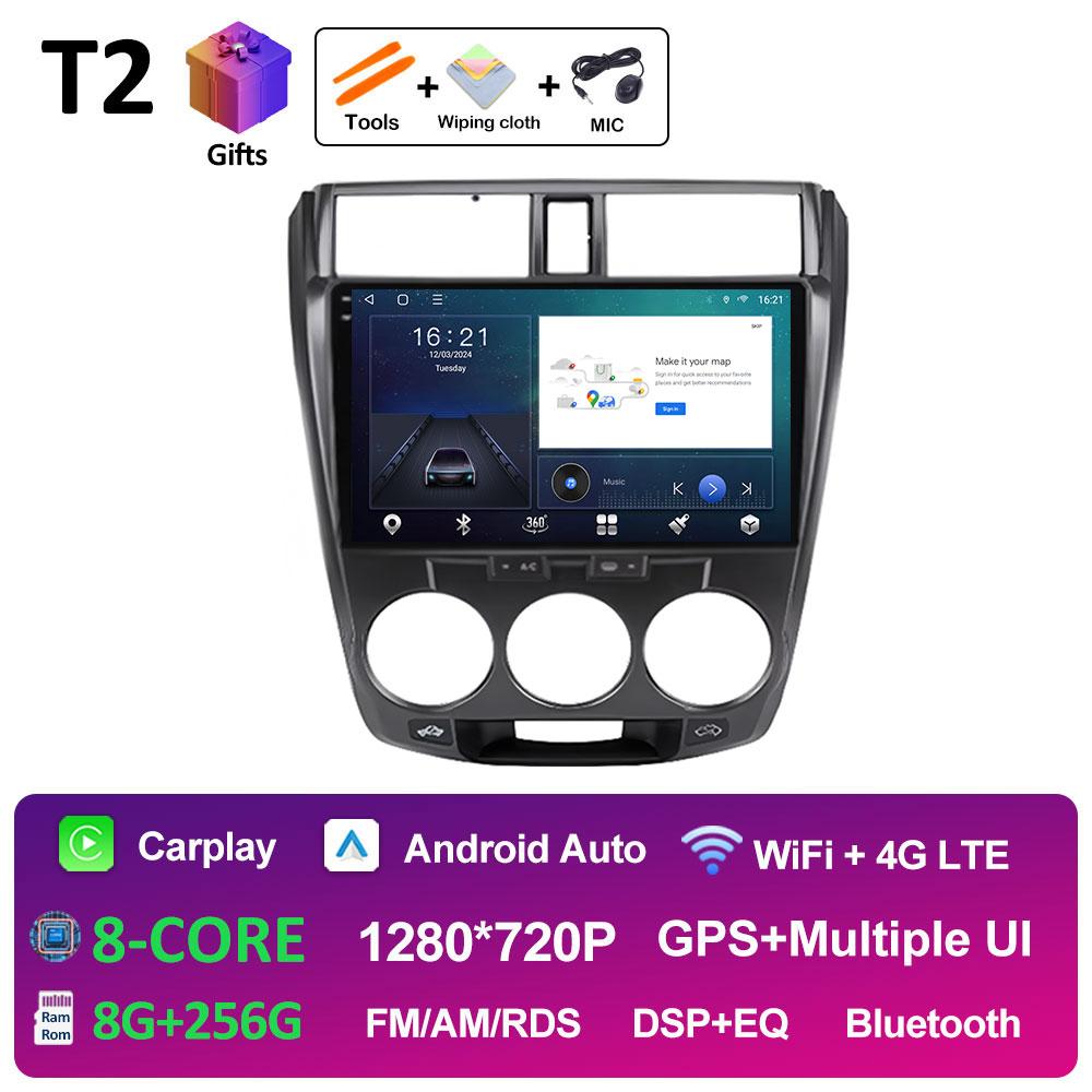 Android 14 Car Multimedia Video Radio Player For Honda City 2008 2009 2010 2011 - 2014 Wireless Carplay Autoradio Bluetooth WIFI