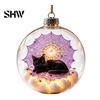 Halloween Hanging Decoration Glowing Sphere, Lighted Clear Ball Ornament, Cute Witch Seasonal Home Cat, LED for Indoor Mantel Party Decor Garden