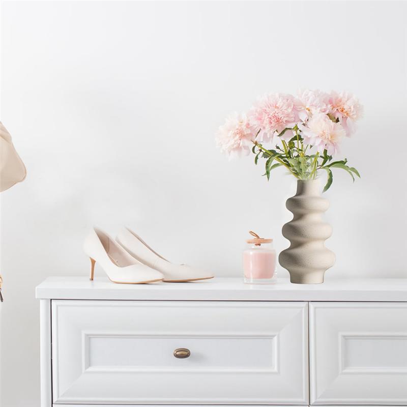 Synthetic Resin Vases Set 2 White Round Vases,Modern Dried Flower Vases