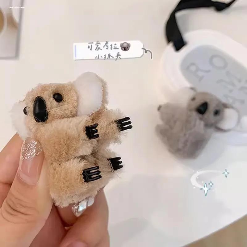 Cute Plush Koala Bear Hair Claw Clips for Girls Animal Hairpins Barrettes Headwear Soft Hair Accessories
