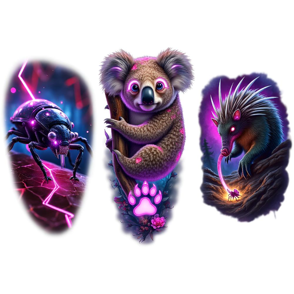 3pcs Temporary Tattoo Scorpion Realistic Temporary Tattoos Wombat Panda Colorful Realism Horse For Adults Arms Thighs