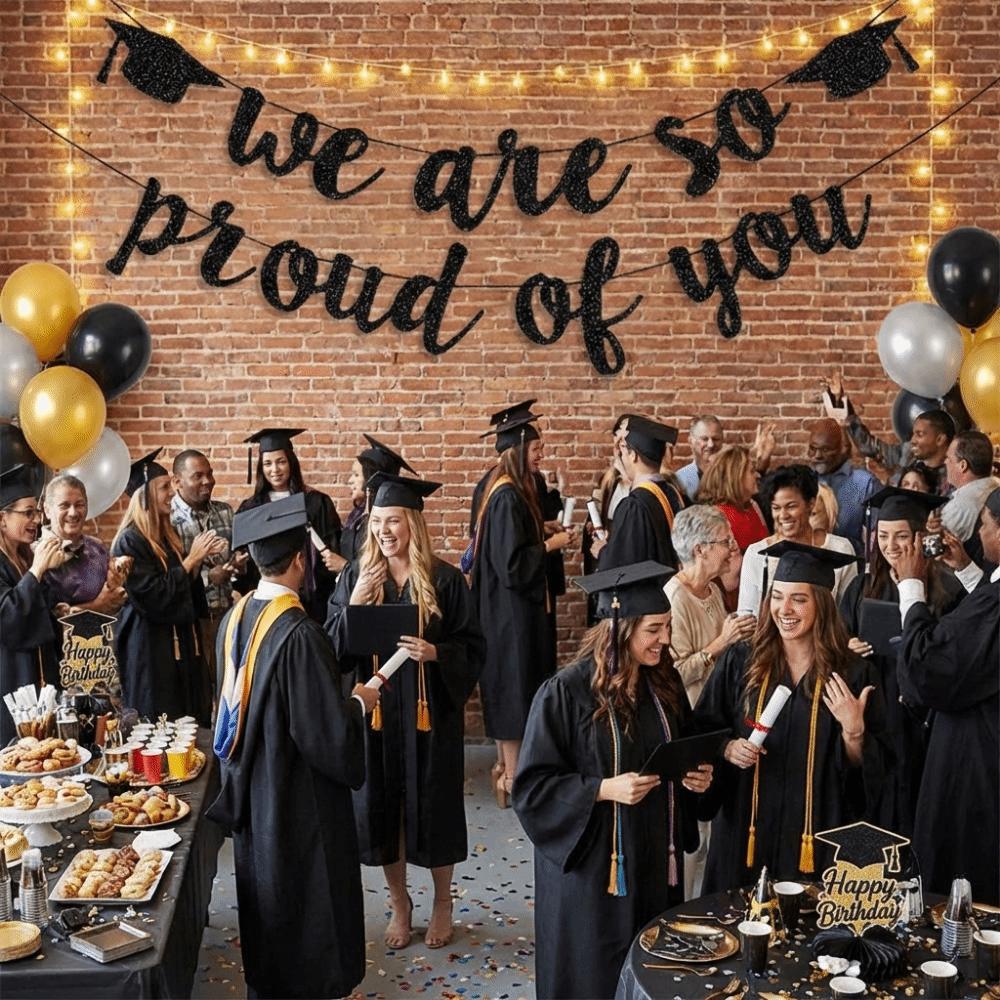 Glitter Decor Glittery Gold Garland Reusable Graduation Hanging Banner  Party Supplies