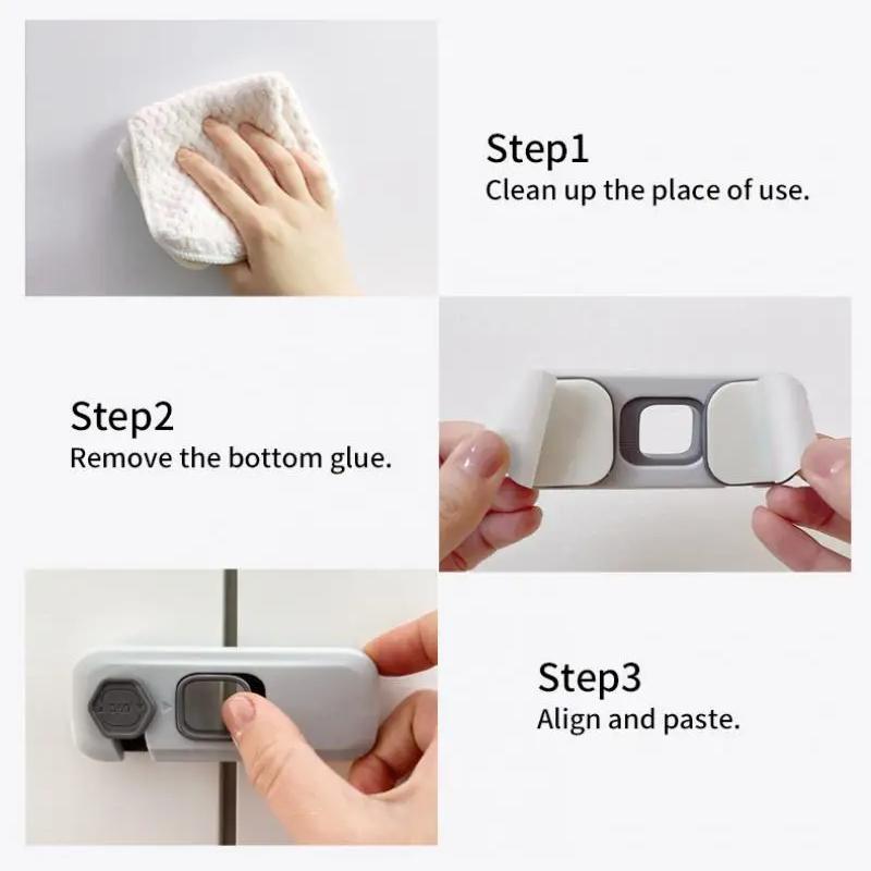 2 PCS Child Safety Cabinet Lock Security Protection Home Refrigerator Safety Buckle Baby Anti-Pinch Hand Drawer Door Locks