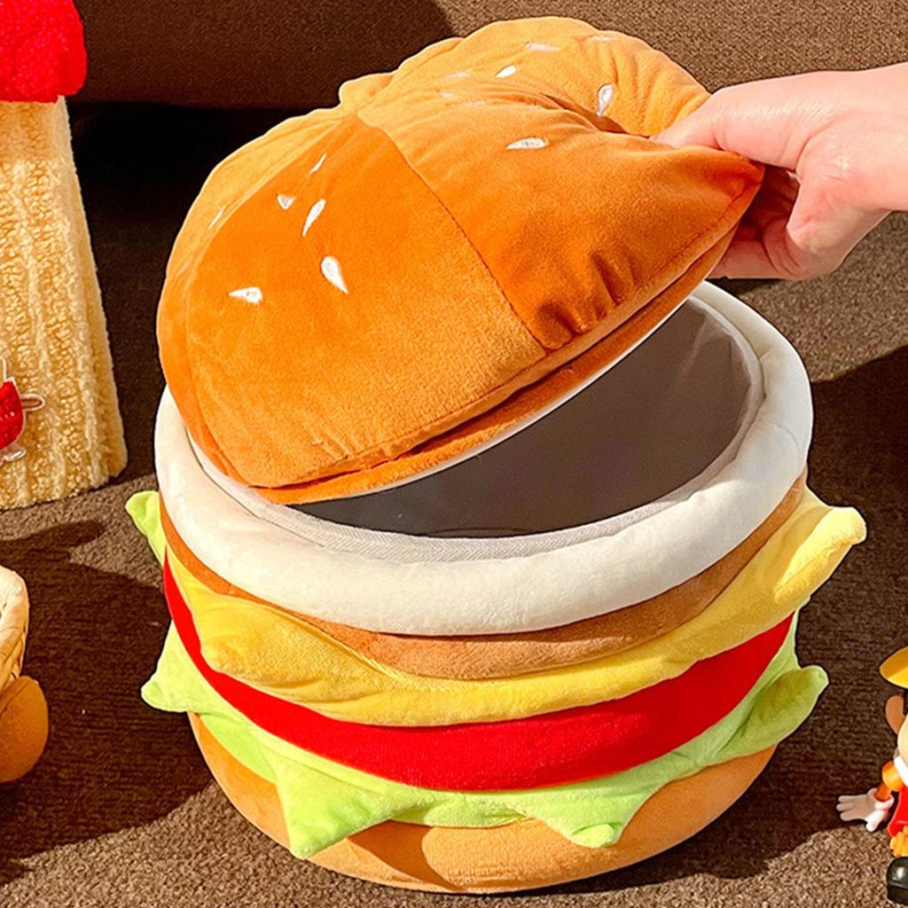 Hamburger Shaped Stool Shoe Changing Cute Versatile Comfortable Decor with Storage for Doorway