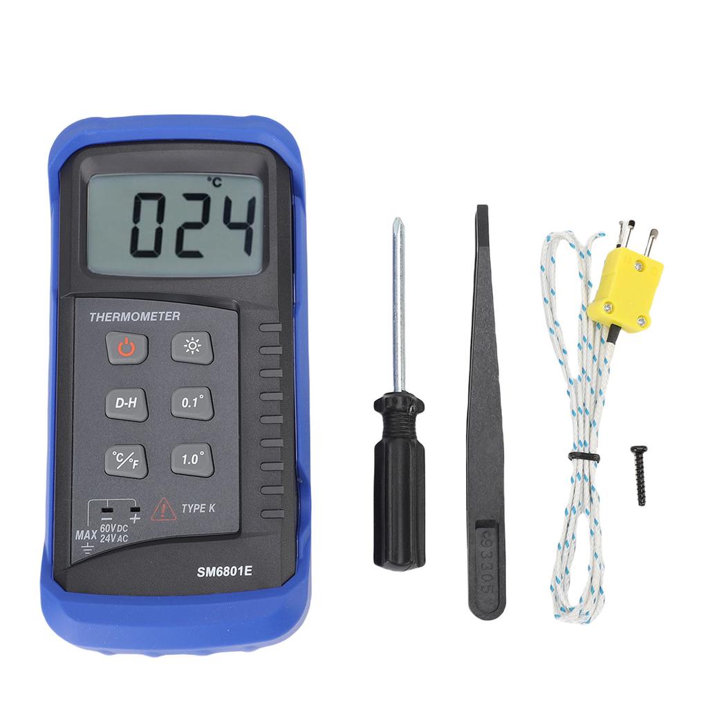 Digital Temperature Meter LCD Display Thermocouple Temperature Tester for Liquid Steam Gas Solid Medium Fits 4 Probes