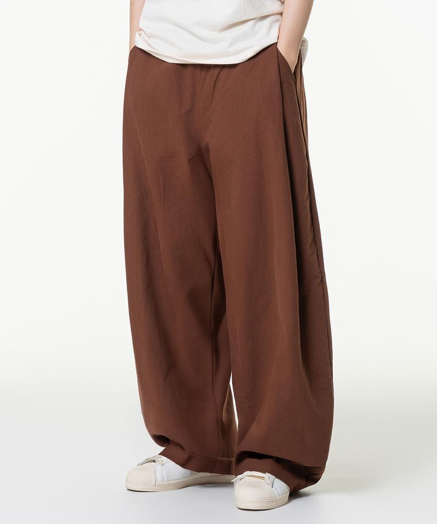 MOZMOZ Linen-Like Wide Pants Brown