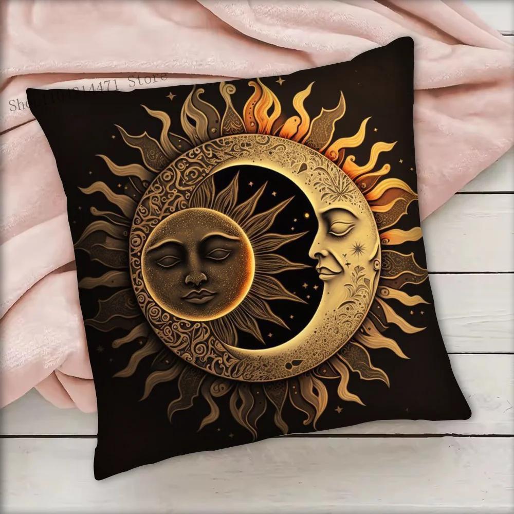 1pc Tarot Card God Sun Face Moon Pillow Case Square Bedroom Sofa Leisure Comfort Cushion Car Living Room Home Decoration