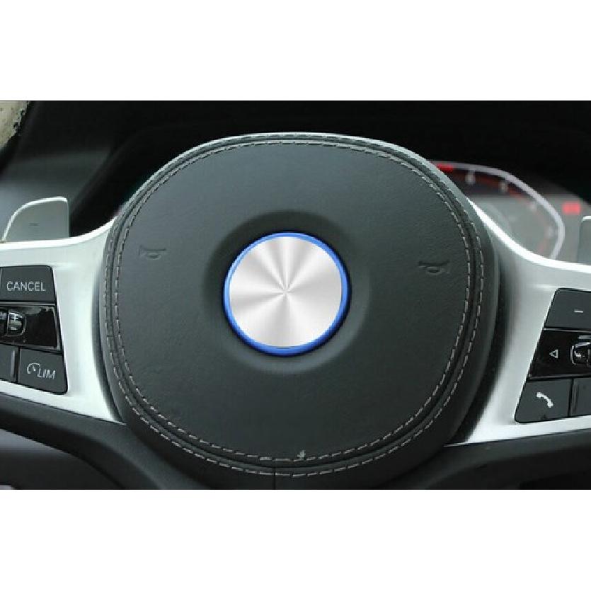 Steering Wheel Horn Ring Cover Panel Fit For BMW X5 G05 Blue Aluminum -