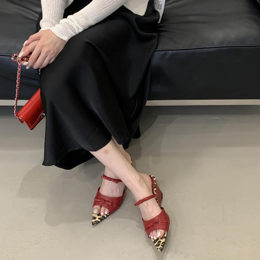 Pointed Sandals Women's 2025 Spring and Summer New Sexy Light Mouth Retro Red Wedge Heel High Heels Wedge Heel Sandals