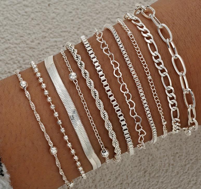 7pcs Vintage Gold Color Daisy Flower Pendant Beaded Bracelet Set for Women Bohemian Star Pearl Bangles Fashion Jewelry Gifts New
