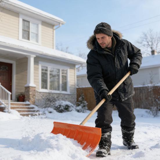 Snow Shovel Snow Pusher Large Capacity Bucket Manganese Steel Reinforced Design Scoop Shovel Snow Clearing Tool