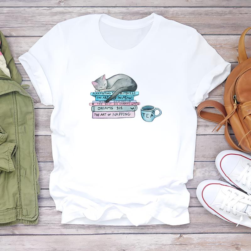 Cute Pattern T-shirt, Women's Summer Daily Wear, Short-sleeve Trendy Style.