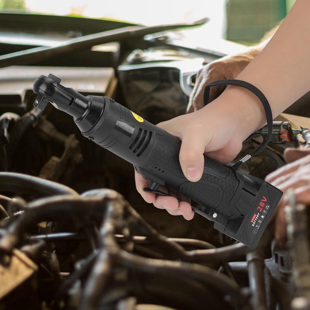 90 Degrees Right Angle 28V Electric Rechargeable Ratchet Wrench Ratchet Spanner Tool 3/8inUK Plug 110-240V