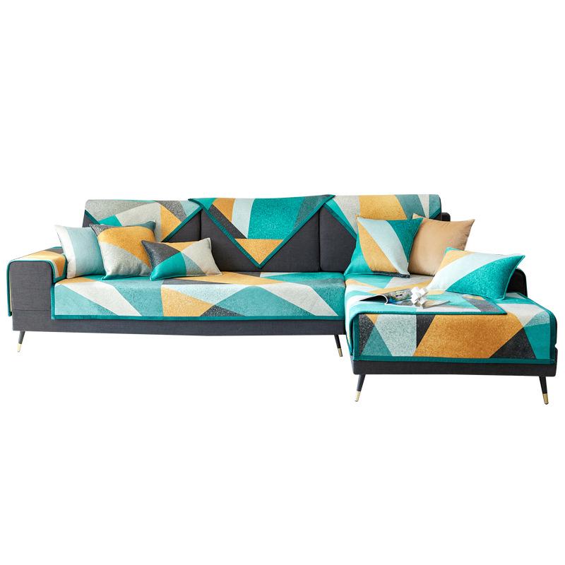 

Легкий роскошный скандинавский современный чехол для дивана, универсальный, модный, высококачественный кожаный чехол для дивана, полотенце, нескользящее 70*70CM зелёный