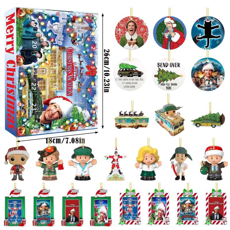 Grinch Acrylic Blind Box Ornament Set 24-Day Christmas Countdown Calendar Keychain Decor