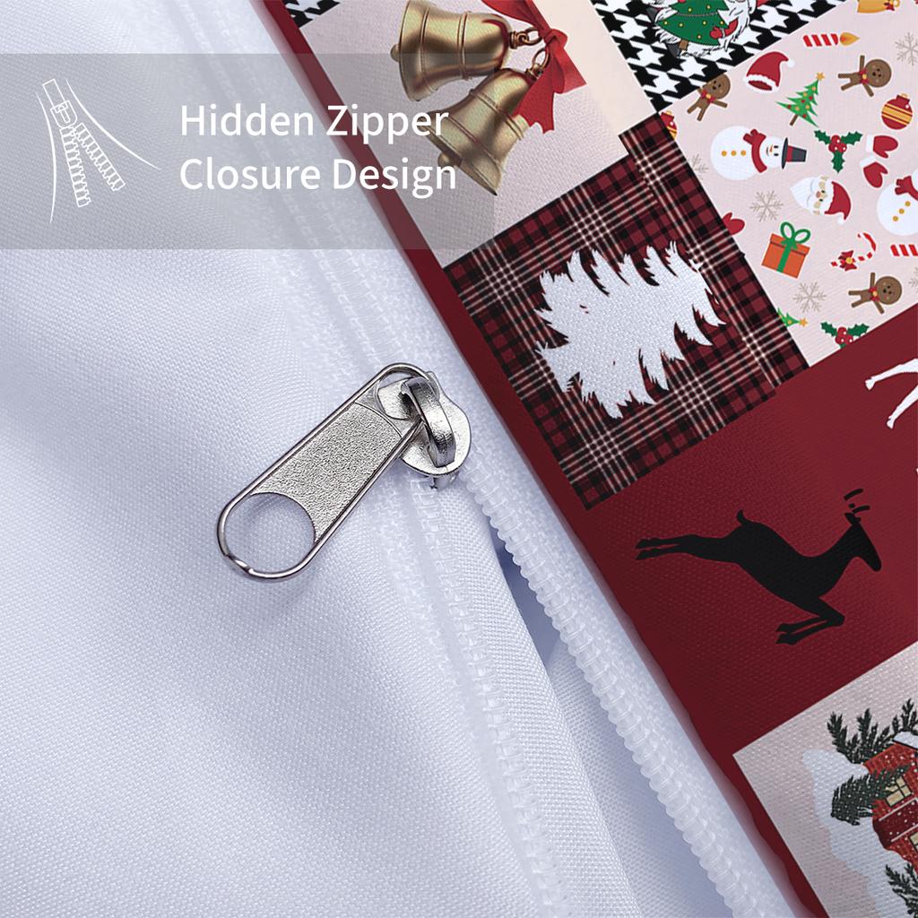 3pcs Merry Christmas Themed Printed Bedding Set Christmas Trees and Deers Pattern Christmas Gift