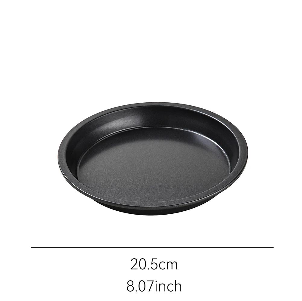 Kitchen Pizza Mould Pan Carbon Steel Ware Baking Pan Round Pizza Tray Round Baking Tray Heat-resistant for Home Pie Tins Black