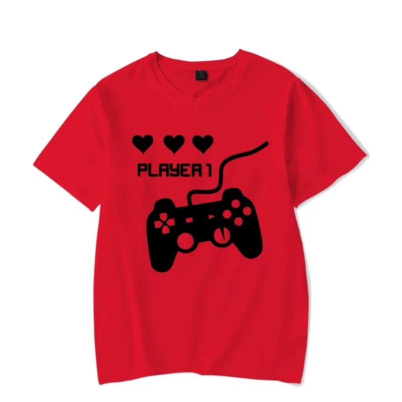 Couple T Shirt Layer 1 and Player 2 Game Graphic Tshirts Harajuku Men Women Tee Shirt Summer Short Sleeve Lovers Couple T-shirt