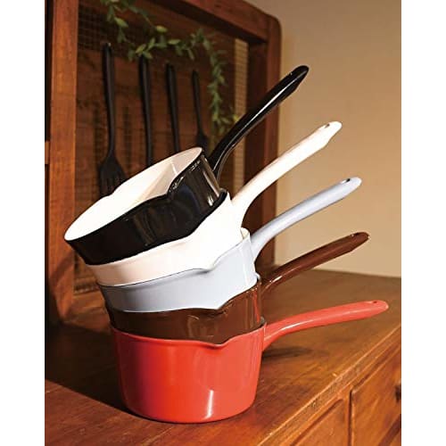 Pearl Metal Petit Cook Enamel Milk Pan, 15cm, White, HB-2082