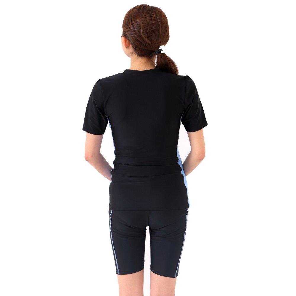 lemode (Le Mode) Women's Made in Japan Fitness Swimsuit with Separate Cap Set, Anti-Flip, Maternity, MC143 (ML, Blue)