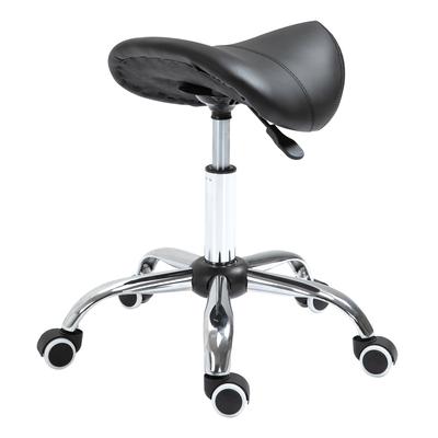 Rollhocker höhenverstellbar Drehhocker 49-61 cm Arbeitshocker Drehbarer Sattelhocker für Büro Salon Massage Spa Schwarz