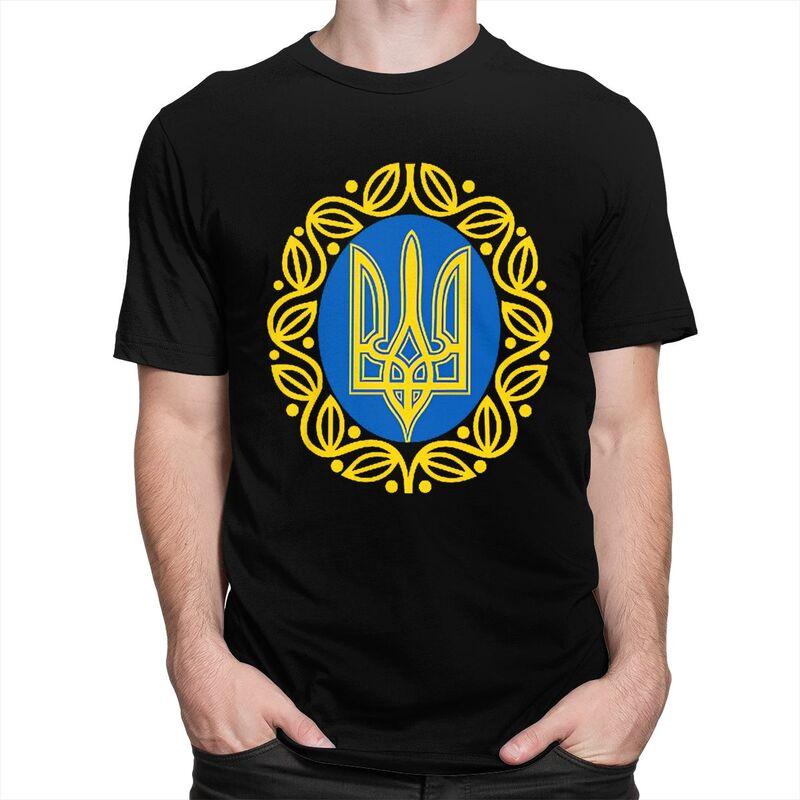 Custom Coat Of Arms Ukraine Flag T Shirt Men Short Sleeves 100 Cotton Tshirt Casual Ukrainian Trident Tee Tops Fashion Tshirt