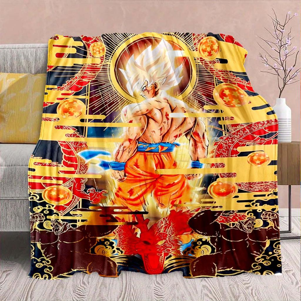Dragon Ball Anime Flannel Blanket - Soft Warm Perfect for Sofa, Bedding Camping Travel Office Home Decor -QJY